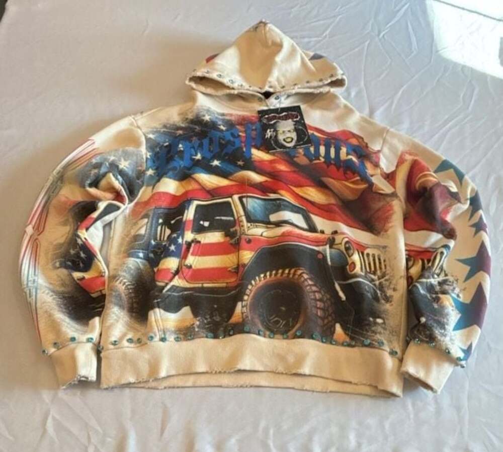 Stray Men's Bad to the Bone Off-Road Rhinestone Hoodie Bone Style ST1613